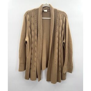 VTG Talbots Women Cashmere Cardigan 1X Wool Pointelle Parisian Quiet Luxury Cozy